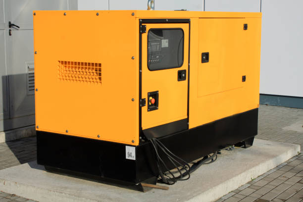istock Yellow Auxiliary Diesel Generator for Emergency Electric Power 654654642