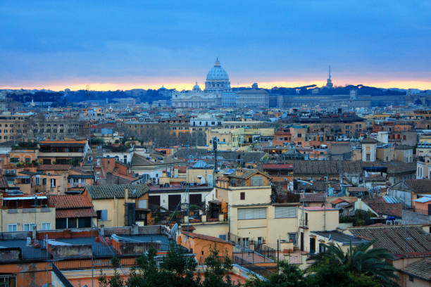 istock Beautiful Vibrant Night image Panorama of Rome 654654734