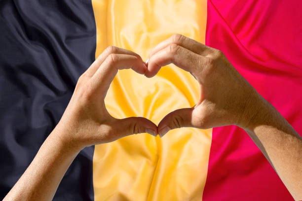 istock Hands heart symbol, Belgium flag 654659918