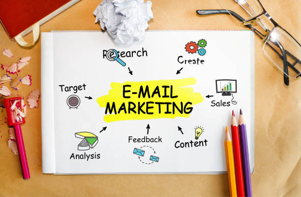istock Notebook with Toolls and Notes about E-mail Marketing,concept 654663560