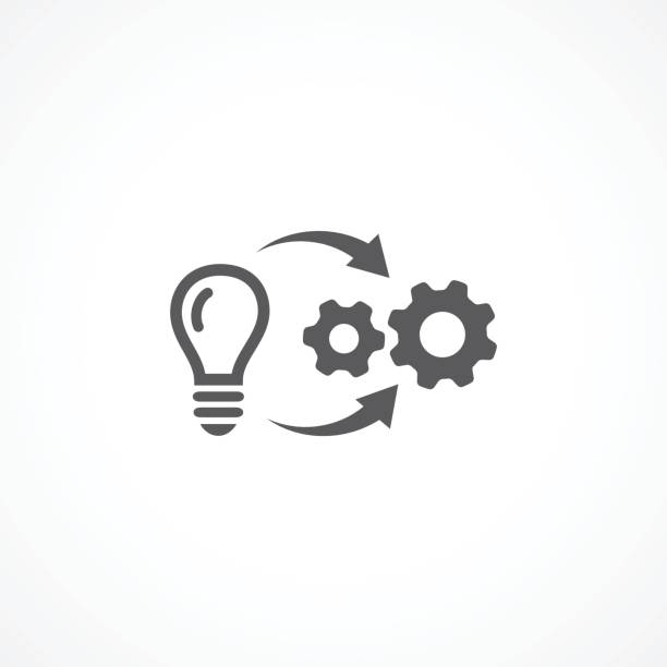Implementation icon Gray Implementation icon on white background resourceful stock illustrations
