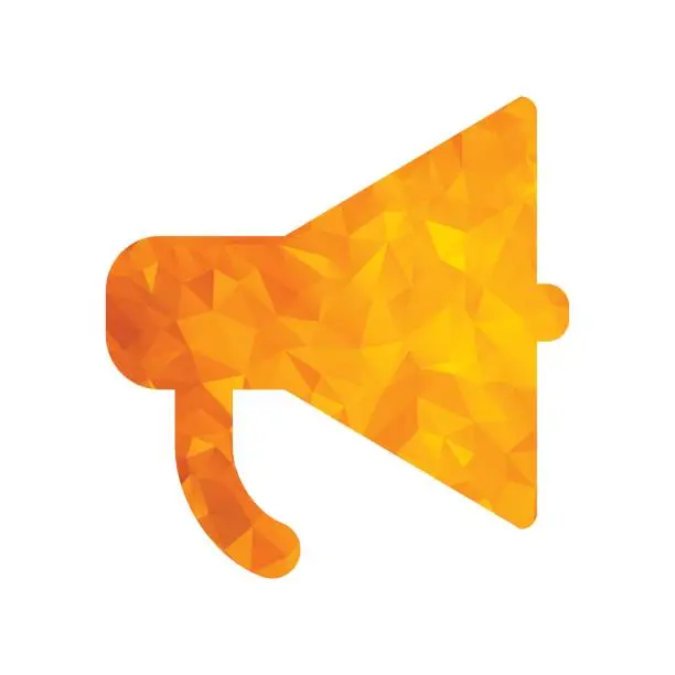 Vector illustration of polygon golden icon megaphone