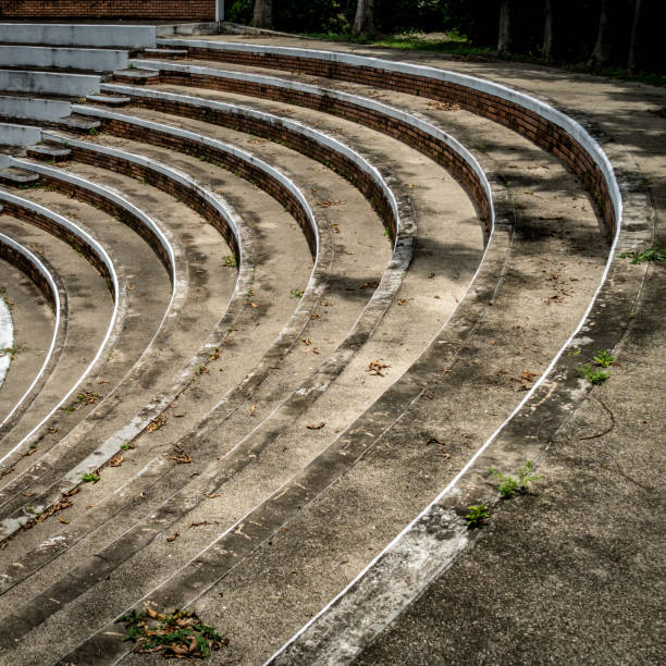 istock Old curve concrete grandstand 654682806