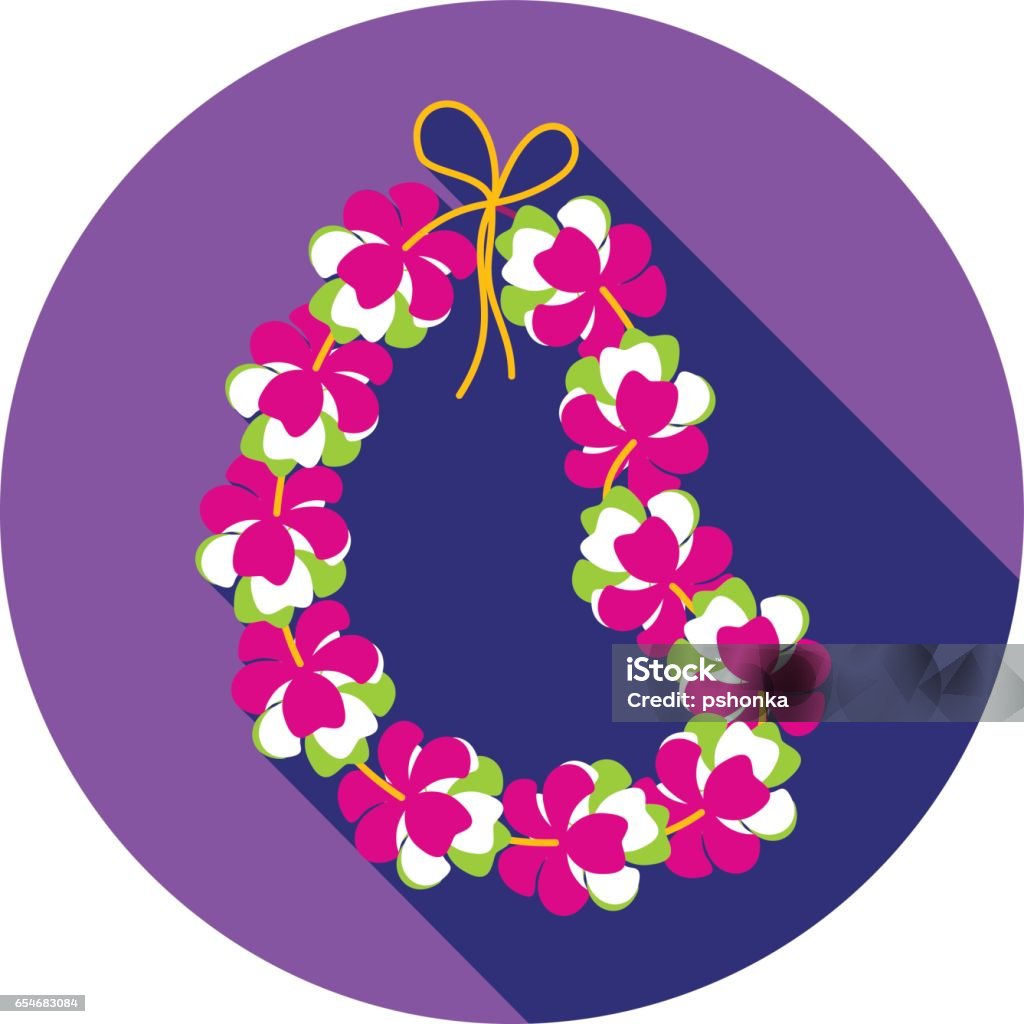 COLLIER FLEURS à Hawaï, icône de couronne. Vacances - clipart vectoriel de Collier de fleurs libre de droits