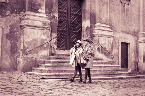 istock Two young girl walking. 654683534