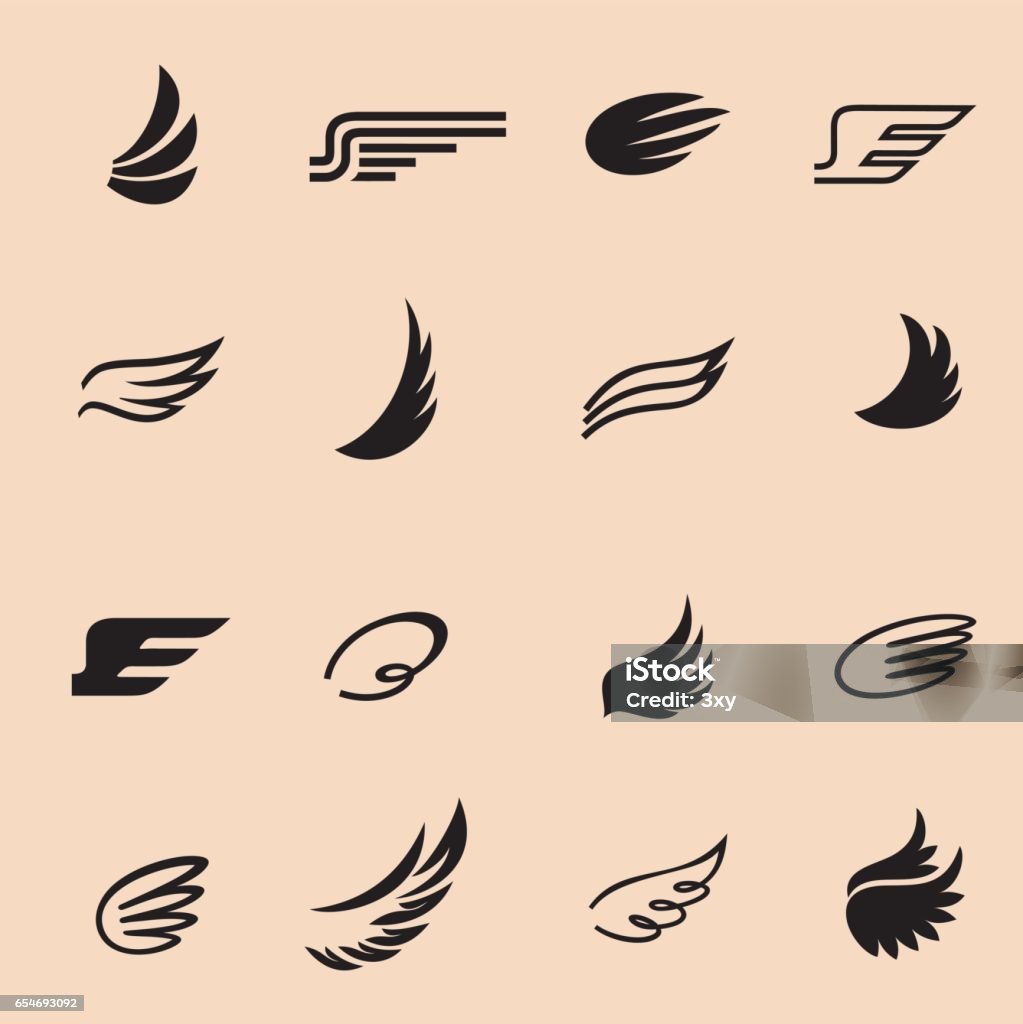 wings4 Wings icons vector set. Wings. Set of design elements. Animal Wing stock vector