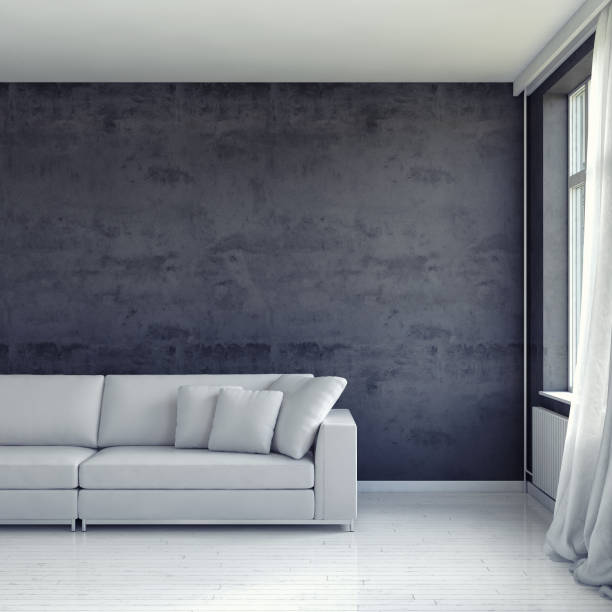 istock Living room with white sofa 654695354