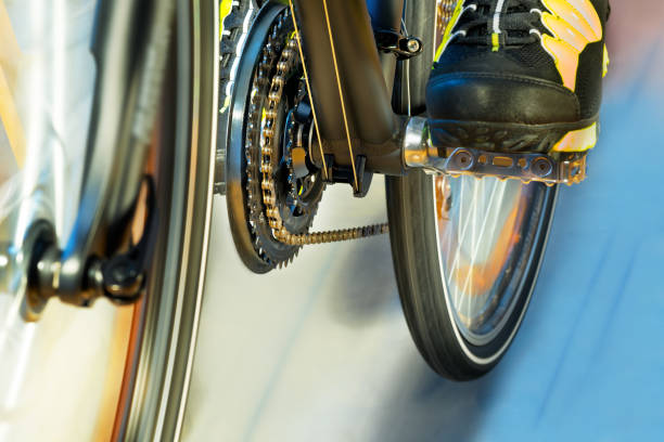 istock Detail Of Front Derailleur With Cycle Track 654698172