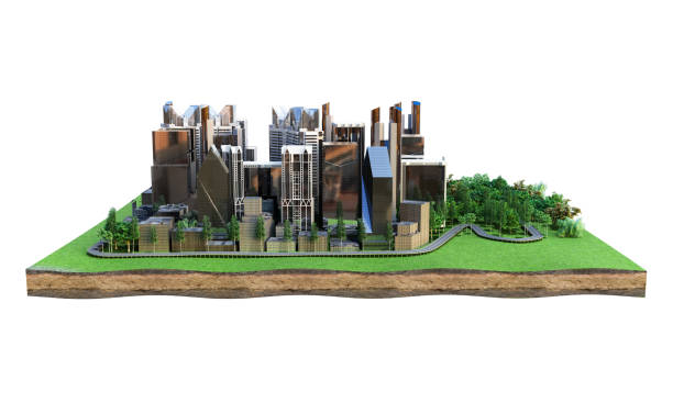istock Image of a modern city surrounded by nature landscape 654710098