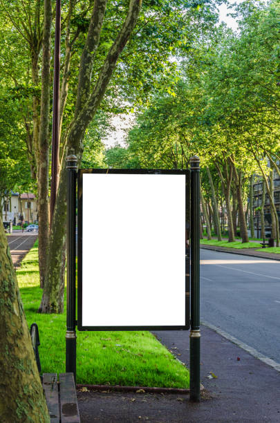 istock Blank white advertising board at street with copy space 654715832