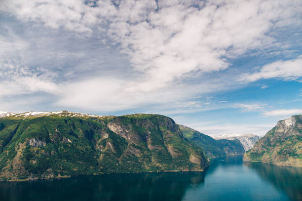 istock Aurlandsfjord against summer blue sky, Norway 654722372
