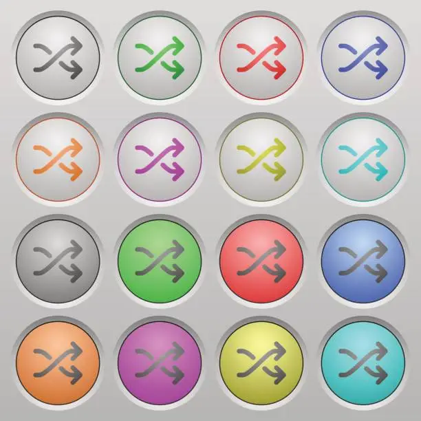 Vector illustration of Media shuffle plastic sunk buttons