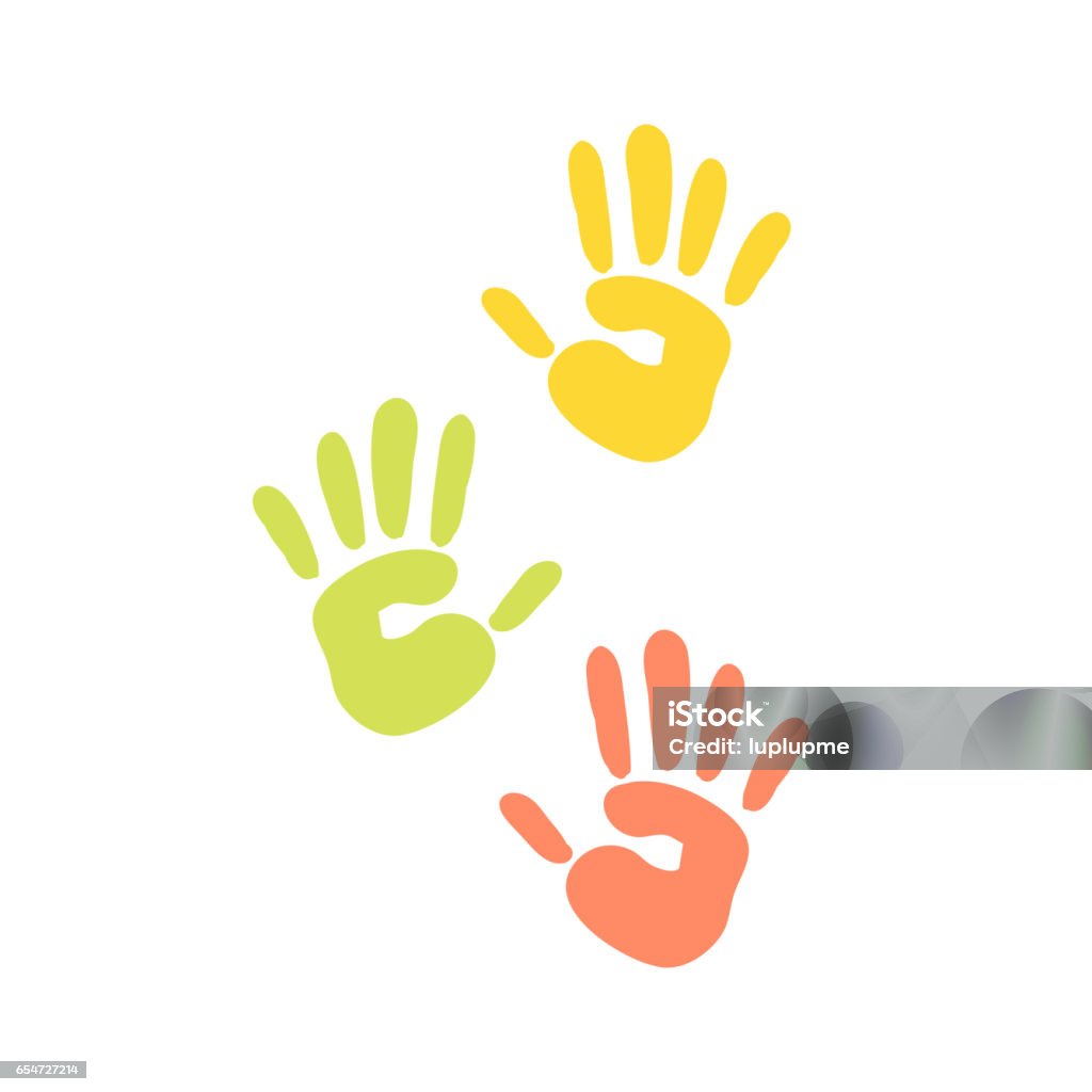 子ベクトル イラスト パターン アート指インク色パーム トレース カラフルなデザイン親指記号の手のプリントを抽象的な背景 - 子供のロイヤリティフリーベクトルアート