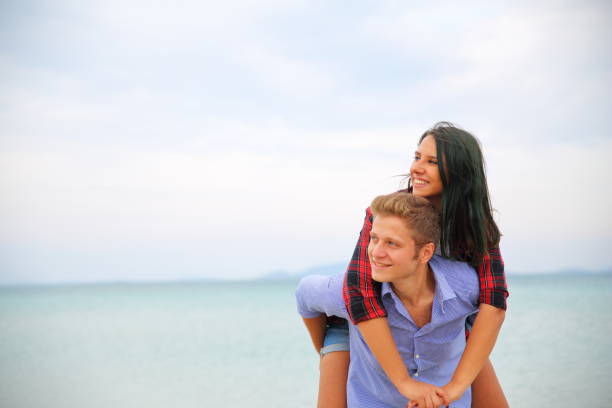 istock Happy couple on the beach 654743698