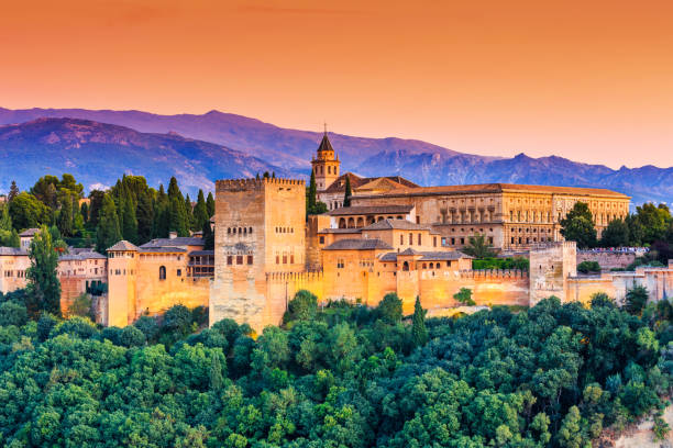 Alhambra of Granada, Spain. Alhambra of Granada, Spain. Alhambra fortress at sunset. granada stock pictures, royalty-free photos & images
