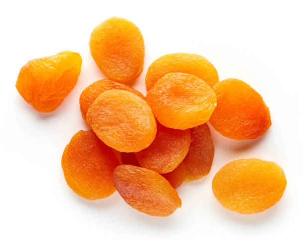 istock Heap of dried apricots from above 654756842