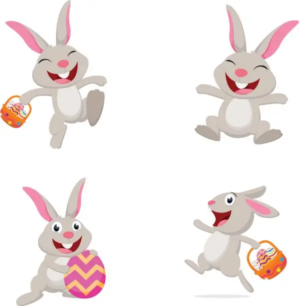 Vector illustration of Cute rabbit with Easter egg