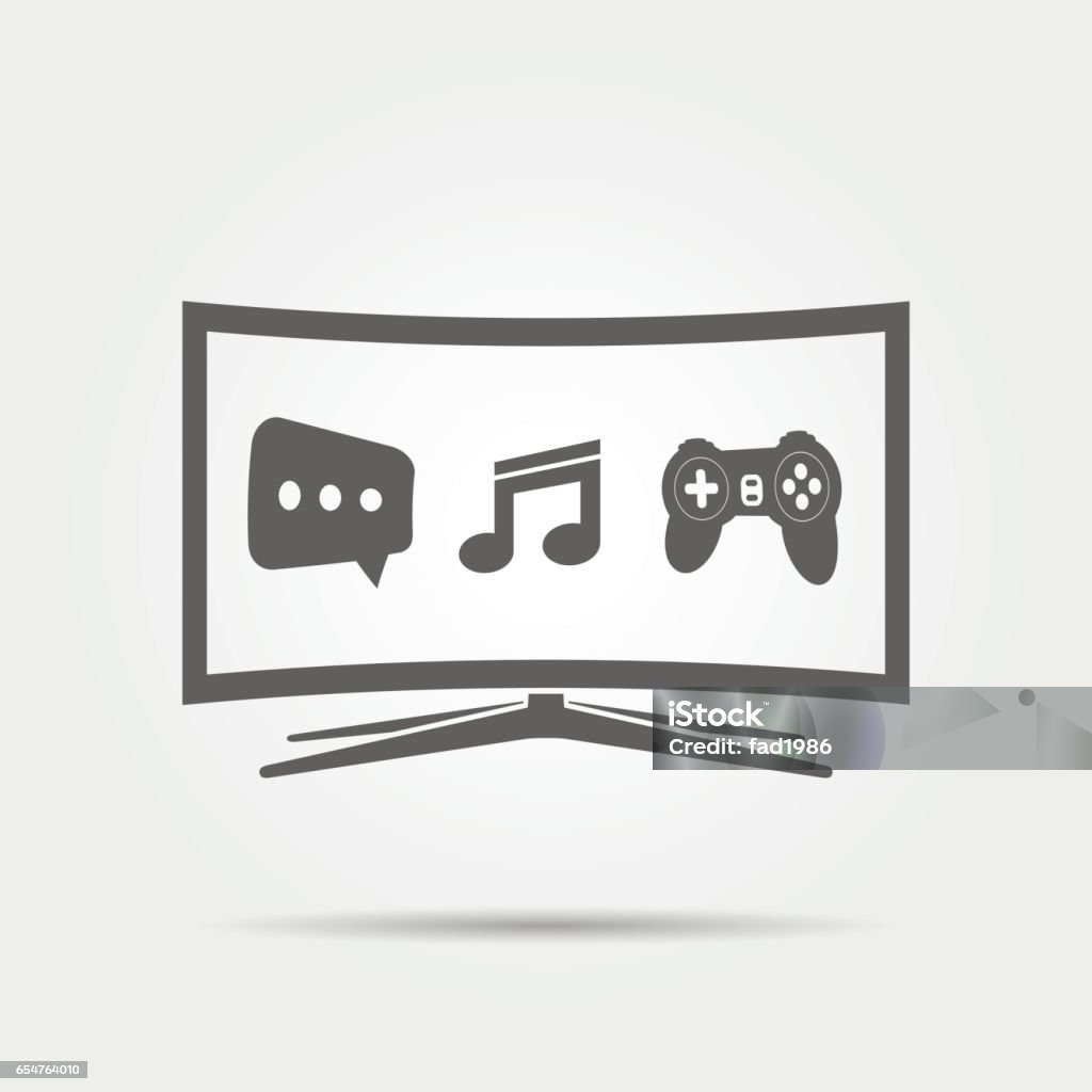 Curved Smart TV Icon Curved Smart TV Icon. Vector eps10 Flat Screen stock vector