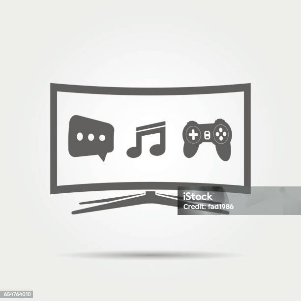 Curved Smart Tv Icon Stock Illustration - Download Image Now - Flat Screen, Logo, Arts Culture and Entertainment