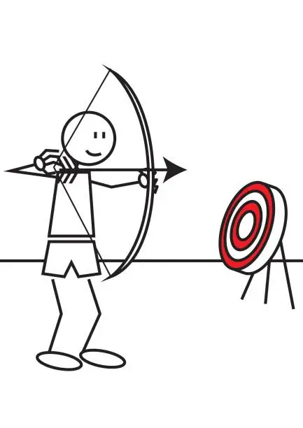 Vector illustration of Stick figure archery