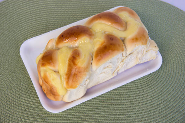 Home made sweet braided bread. Fresh bread stock photo