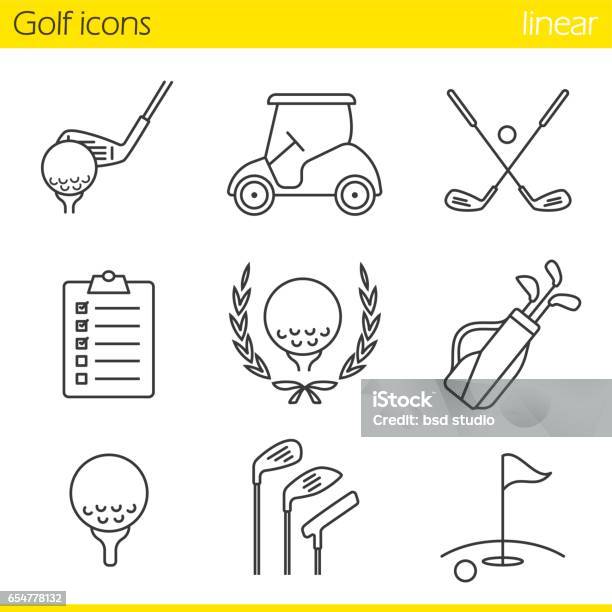 Golf Equipment Icons Stock Illustration - Download Image Now - Icon Symbol, Golf, Golf Club