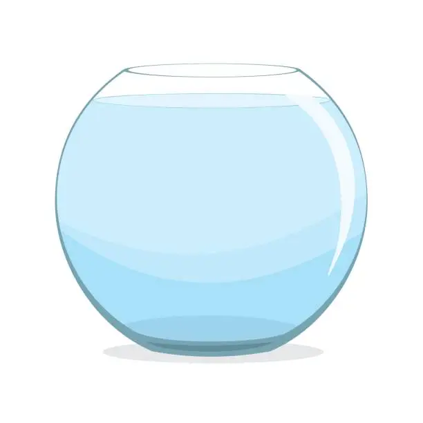 Vector illustration of Empty fishbowl aquarium isolated