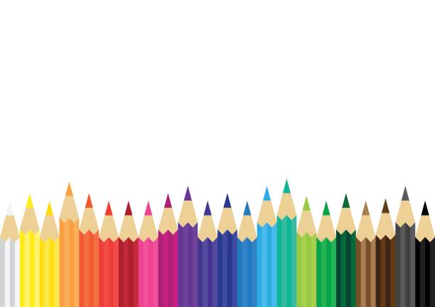 color pencils flat background color pencils background, artist stationary, artist tools, vector illustration colored pencil stock illustrations