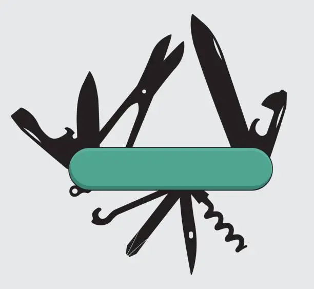 Vector illustration of Multifunction pocket knife