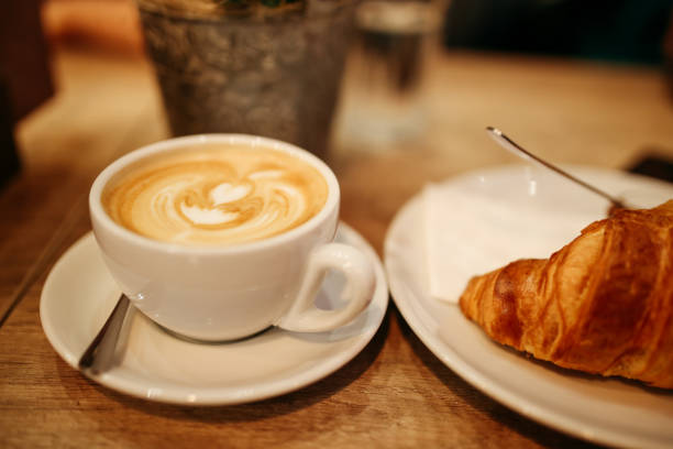 istock Coffee and croissants in Belgrade cafe 654805188