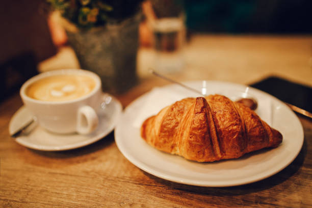istock Coffee and croissants in Belgrade cafe 654805226