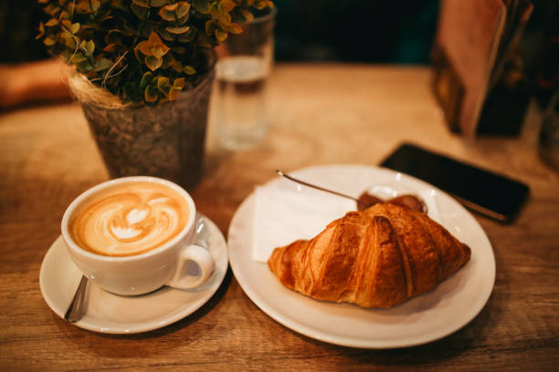 istock Coffee and croissants in Belgrade cafe 654805388