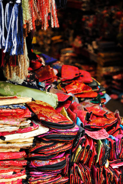 istock Display of Chinese silk purses 654812710