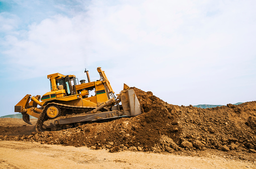 Bulldozer in open field operation