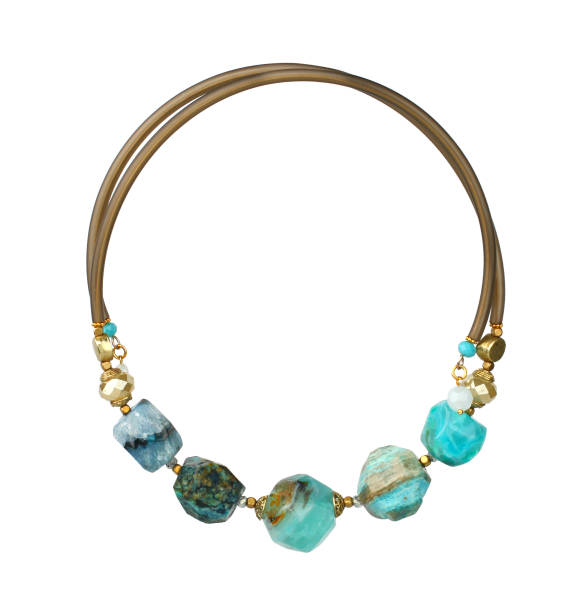 istock jewelry necklace with natural precious stones isolated on white, path 654815650