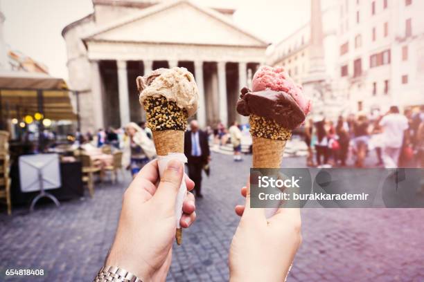 Gelato Love In Rome Stock Photo - Download Image Now - Gelato, Ice Cream Cone, Italy