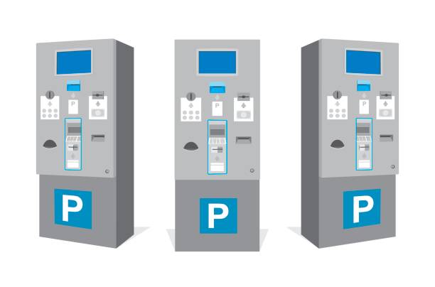 ilustrações, clipart, desenhos animados e ícones de máquina de bilhete de estacionamento - vending machine coin machine coin operated