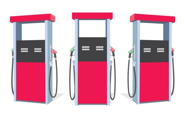 Petrol station fuel pumps Set of fuel pumps from different sides. Isolated vector illustration fuel pump stock illustrations