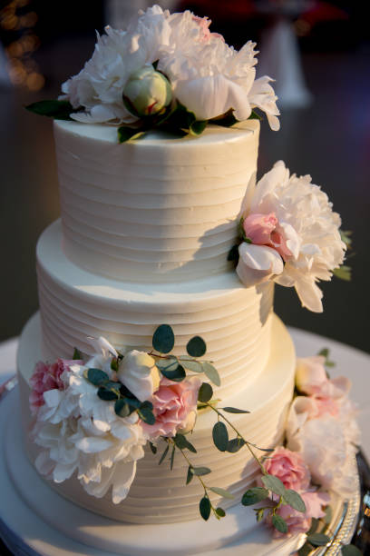 istock A 3-Tier White Wedding Cake with Flower Decoration 654833544