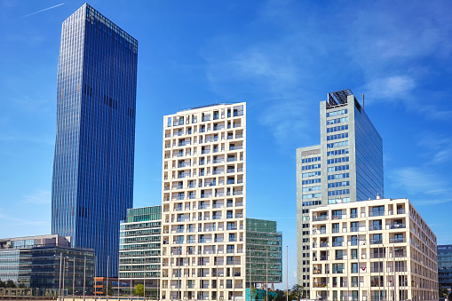 Vienna modern architecture in the UNO city complex, Austria.