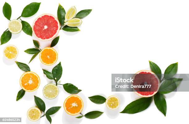 Various Citrus Fruits Stock Photo - Download Image Now - Grapefruit, Citrus Fruit, Border - Frame