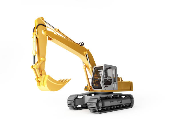 istock Yellow Excavator Isolated on white background 654878534