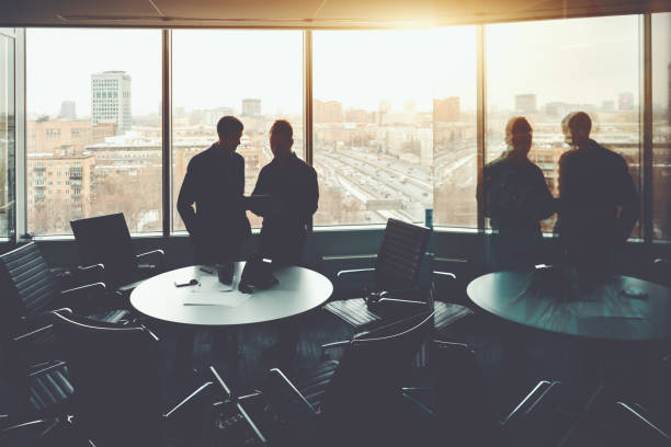 istock Group of business people during meeting 654878890