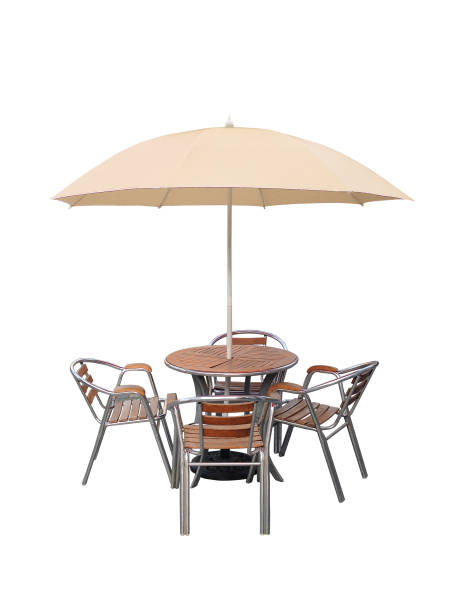 istock caffe table chair parasol,isolated on white background 654884484