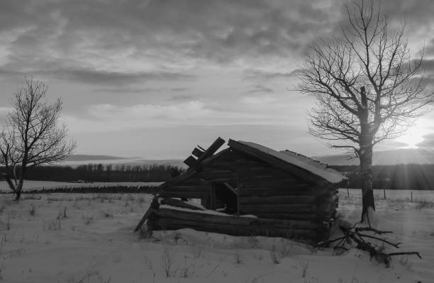 istock Homestead built in 1906 B & W 654885954