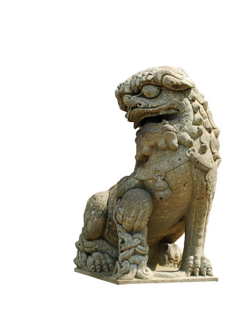istock Lion sculpture in style Thai-Chinese arts 654915554