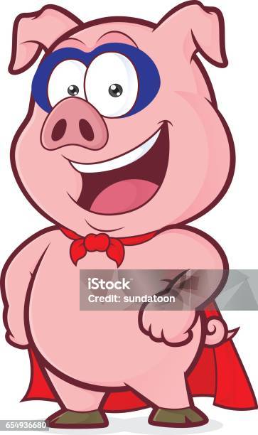 Smiling Superhero Pig Stock Illustration - Download Image Now - Pig, Pork, Smiling