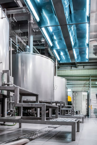 istock Modern brewery. Steel tanks for wort boiling 654940150