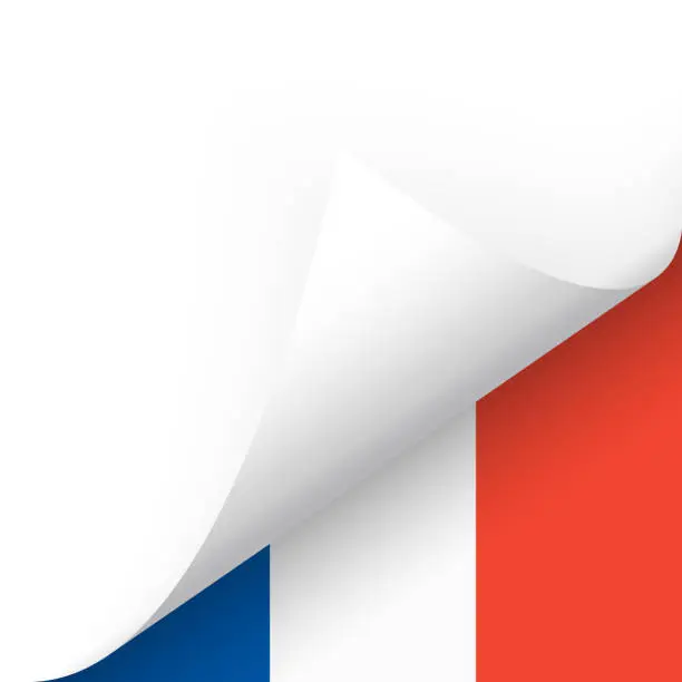 Vector illustration of bottom corner with Country flag of France