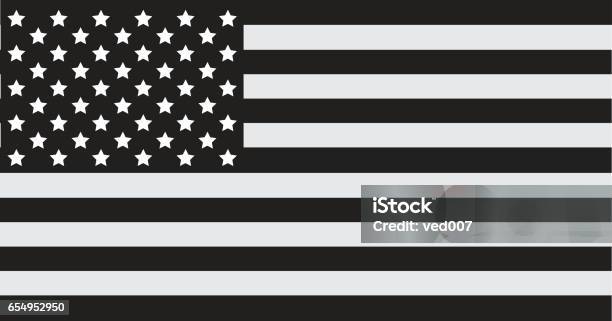 American Flag Stock Illustration - Download Image Now - American Flag, Grayscale, Black Color